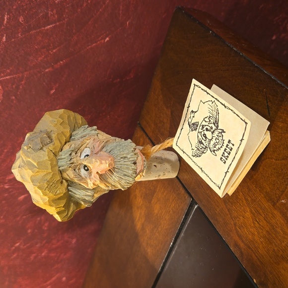 VINTAGE 1990s - CHRIS HAMMACK HAND CARVED SPIT N WHITTLE BOTTLE STOPPER "SKEET" - Picture 1 of 8
